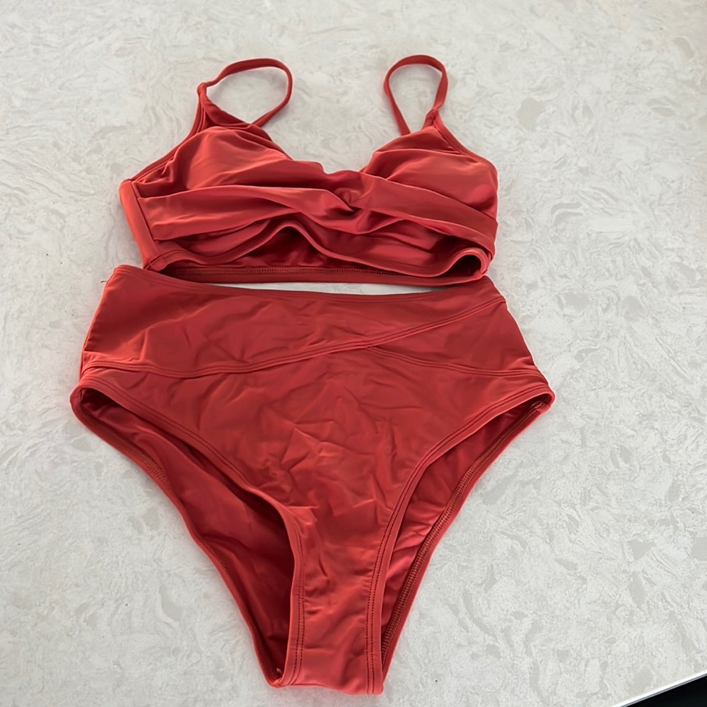 2 piece high rise swim suit